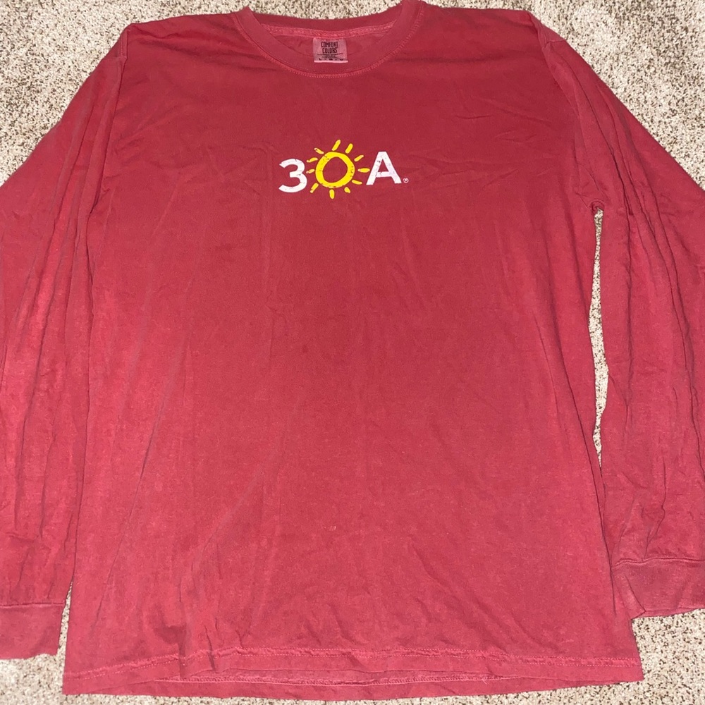 Comfort Color 30A Long Sleeve ; Size Large ; pink/maroon